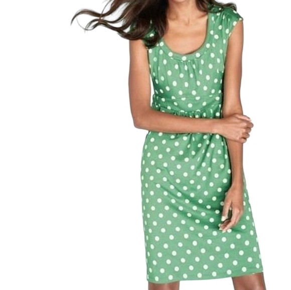 Boden | Women's Orange & White Polka Dot Weekend Jersey Dress (US Size 6P) - Picture 3 of 11